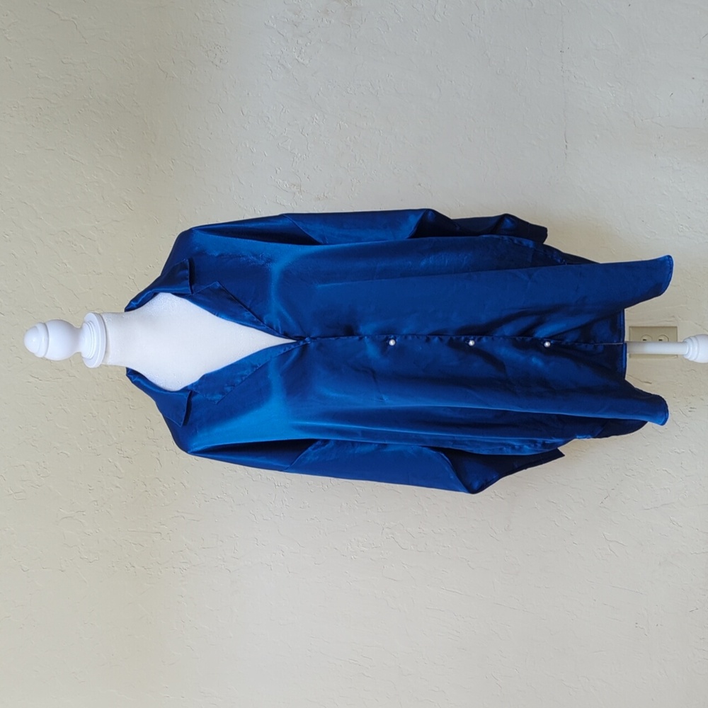 Victoria's Secret Vintage Gold Label Blue Satin Sleep Shirt Size Medium-Large